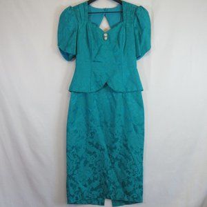 Scott McClintock Teal Vintage 90's Prom Dress
